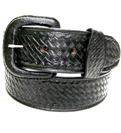 Cintura In Pelle Intrecciata Western Modestone - Unisex, Colore Nero, Pelle Pieno Fiore Goat