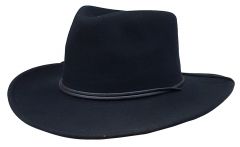 Modestone Men's Espagnol Wool Felt Rope Hatband Thin Brim No Wire Factory Shaped Chinstring Lining Cowboy Hat Black