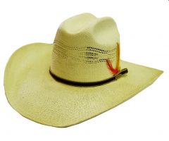 Modestone Men's Feather Bangora Straw Cowboy Hat 53 Off-White