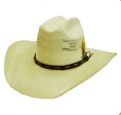 Modestone Men's Feather Bangora Straw Cowboy Hat 53 Off-White