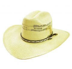 Modestone Men's Feather Bangora Straw Cowboy Hat 56 Off-White