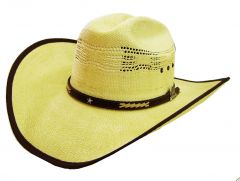 Modestone Men's Sheriff Star Hatband Bangora Straw Cowboy Hat 59 Light Yellow