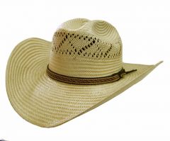 Modestone Men's Feather Bangora Straw Cowboy Hat Off-White