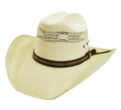 Modestone Men's Native Woven Hatband Bangora Straw Cowboy Hat XL Off-White