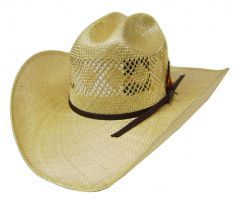 Modestone Men's Leather Hatband Bangora Straw Cowboy Hat Tan