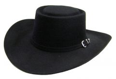 Modestone Men's Gambler Wool Felt 3 Pc Buckle Hatband Thin Brim Cowboy Hat