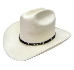 Modestone Straw Bangora Metal Diamond Leather Hatband Cowboy Hat 57 White