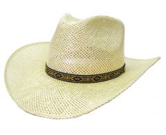 Modestone Breezer Fabric Native Pattern Hatband Cowboy Hat 59 White