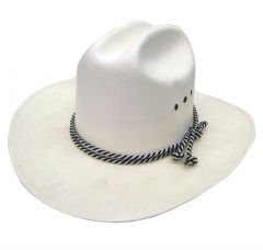 Modestone Straw Bangora Rope Hatband Cowboy Hat S White