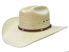 Modestone 2 Tone Straw Bangora Diamond Metal Conchos Hatband Cowboy Hat 59 Beige