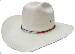 Modestone Straw Bangora Mexico Colors 3 Pc Buckle Hatband Cowboy Hat 59 White