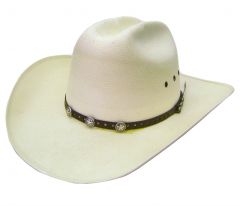 Modestone Straw Bangora Leather Hatband Metal Sheriff Star Cowboy Hat 58 White