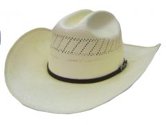 Modestone Straw Bangora Metal Concho Hatband Cowboy Hat 57 White