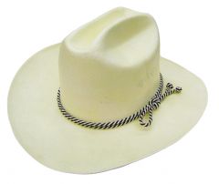 Modestone Straw Bangora Rope Hatband Cowboy Hat Xl White