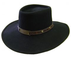 Modestone Men's Espagnol Wool Felt Leather Floral Hatband Metal Chains Studs Facto Cowboy Hat S Black