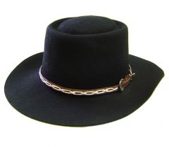 Modestone Men's Gambler Wool Felt Brown & White Leather Hatband Cowboy Hat 57 Black
