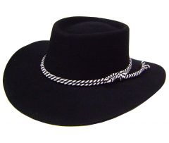 Modestone Gambler Wool Felt & Rope Hatband Cowboy Hat Size 58 Black