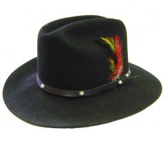 Modestone Boy's Cattleman wool felt Feather Studs Leather Hatband Short Brim Cowboy Hat M