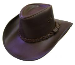 Modestone Men's Glossy Covver Concho Hatband Oiled Leather Cowboy Hat