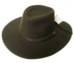 Modestone Unisex Covver Oilskin Cowboy Hat Chinstring Brown