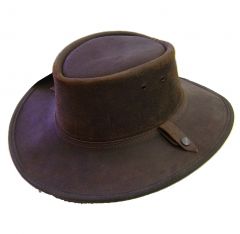 Modestone Men's Short Brim Foldable Bc Hat Changeable Hatband Australian Leather Cowboy Hat Xl Brown