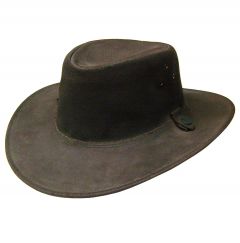 Modestone Unisex Crushable Jacaru Australian Leather Cowboy Hat Brown