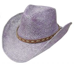 Modestone Unisex Straw Cowboy Hat Purple