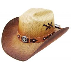 Modestone Traditional Bangora Rodeo Straw Cowboy Hat Brown