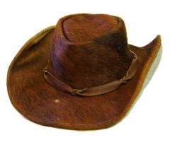 Modestone Men's Genuine Cowhide Hair On Leather Cowboy Hat M Brown