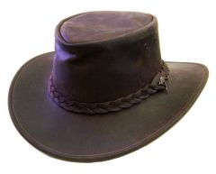 Modestone Men's Australian Made Small Brim Kangaroo Concho Leather Cowboy Hat L Brown