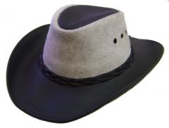 Modestone Men's Genuine Cowhide Hair On Leather Top Crown Cowboy Hat M Black