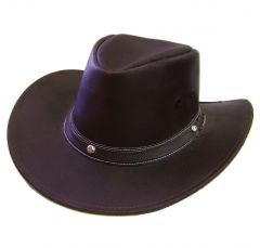 Modestone Men's Hatband Studs Chinstring Loop Leather Cowboy Hat L Beige