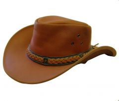 Modestone Men's 2 Tone Braided Hatband Studs Chinstring Loop Leather Cowboy Hat M Beige