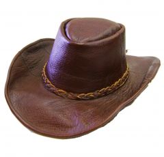 Modestone Men's Braided Hatband Decorative Stitching Glossy Leather Cowboy Hat L Brown
