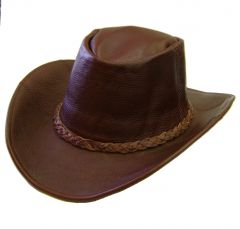 Modestone Men's Braided Hatband Decorative Stitching Glossy Leather Cowboy Hat M Brown