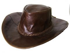 Modestone Men's Braided Hatband Decorative Stitching Glossy Leather Cowboy Hat M Brown