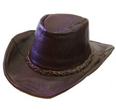 Modestone Men's Crackle Finish Braided Hatband Decorative Stitching Glossy Leather Cowboy Hat L Brown
