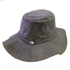 Modestone Men's Floppy Suede 6 Silver Metal Studs Braided Hatband With Metal Stud Cowboy Hat