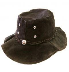 Modestone Men's Floppy Suede 4 silver Metal Studs Braided Hatband With Metal Stud Cowboy Hat