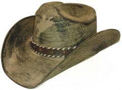 Modestone Men's Smudged Bucking Bronco Straw Cowboy Hat Light Brown