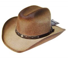 Modestone Kids Straw Cowboy Hat ''Sizes For Small Heads'' Beige