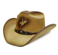 Modestone Unisex Straw Cowboy Hat Bucking Bronco Brown