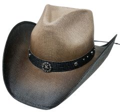 Modestone Straw Cowboy Hat Metal Texas Sheriff Star Concho & Chain Links Hatband