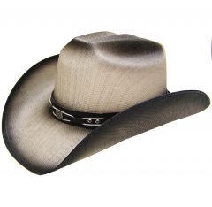 Modestone Men's Straw Cowboy Hat Metal Concho & Studs Hatband Black