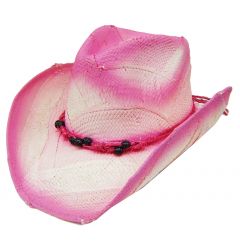 Modestone Women's Straw Cowboy Hat O/S Pink