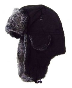 Modestone Warm Trapper Bomber Hat Faux Fur Trim o/s Black
