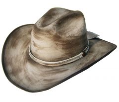 Modestone Unisex ''Felt Feel'' Hand Painted Cowboy Hat Light Gray