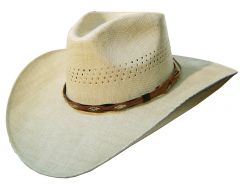 Modestone Unisex Leather Hatband Bangora Straw Cowboy Hat Tan