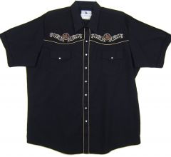 Modestone Men's Embroidered Long Sleeved Shirt Men's Filigree Horse Black