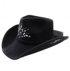 Modestone Men's Wool Felt Starburst Metal Stud Cowboy Hat M Black